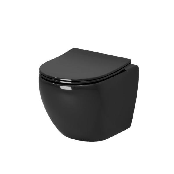 Унитаз Grossman GR-4455BS Color (485*365*360) ЧЕРНЫЙ подвесной Безободковый  с тонкой крышкой