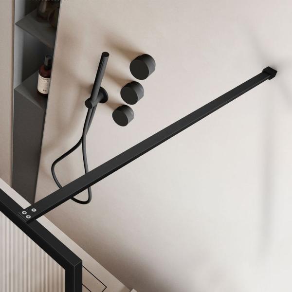 Душевая перегородка Vincea Walk-In VSW-1HP700FLB, 700*2000, черный матовый, стекло рифленое