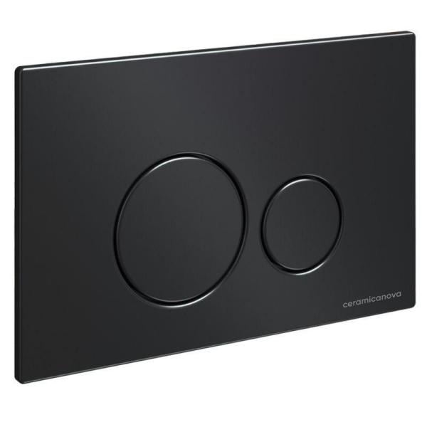Сет 4 в 1: Подвесной унитаз Metropol Rimless арт. CN4002MB + Шумоизоляционная панель для инсталляции арт. CN1000 + Система инсталляции для унитазов CERAMICANOVA Envision с кнопкой смыва Round цвет черный матовый и креплениями, арт. CN1001B