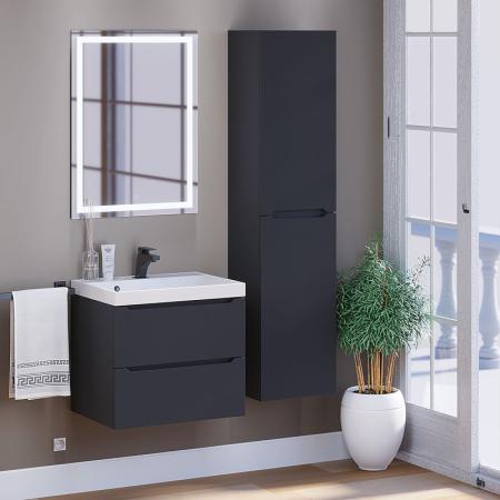 Шкаф-пенал для ванной Uperwood Tanos 33*27*150 см, подвесной, черный матовый левый