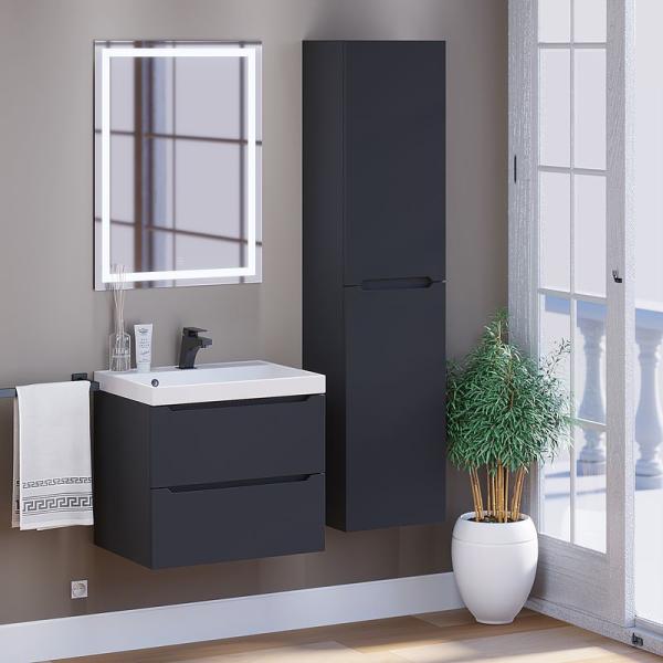 Шкаф-пенал для ванной Uperwood Tanos 33*27*150 см, подвесной, черный матовый левый