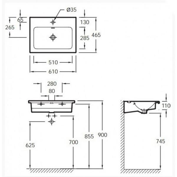 Раковина Jacob Delafon VOX EB2105-DD1 60 см подвесная стеклянная белая