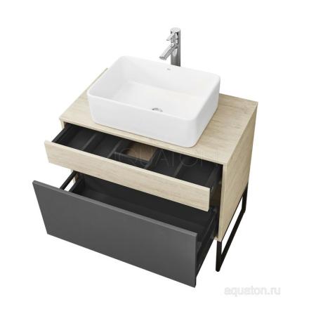 Тумба под раковину AQUATON Лофт Урбан 80 серый графит, дуб орегон 1A247601LQX60