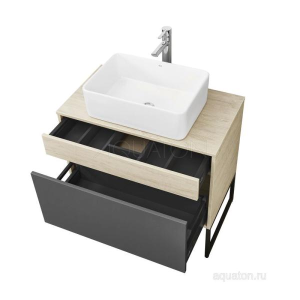 Тумба под раковину AQUATON Лофт Урбан 80 серый графит, дуб орегон 1A247601LQX60