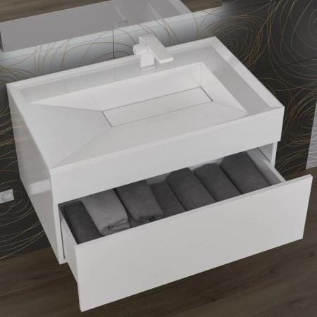 Раковина для ванной полувстраиваемая Uperwood Lotus 80 см, прямоугольная, белая глянцевая
