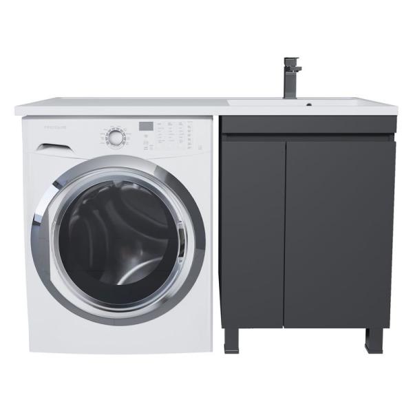 Тумба под стиральную машину Uperwood Magenta, 50 см, напольная, черная, с дверцами