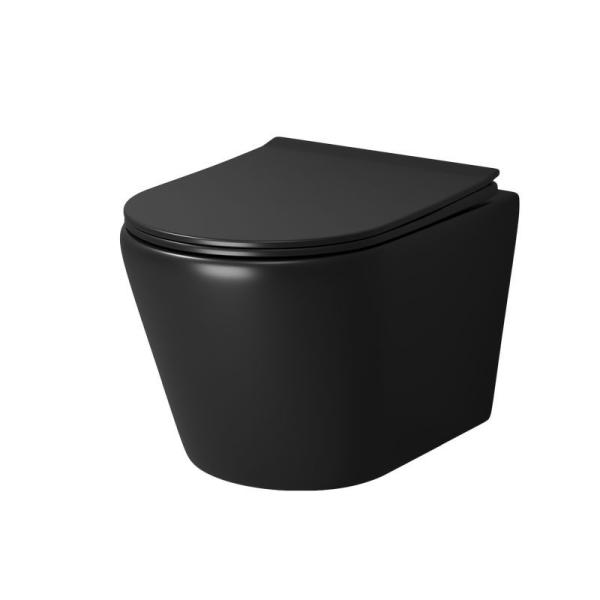 Унитаз Grossman GR-4478BMS Fly (520*360*350) ЧЕРНЫЙ МАТОВЫЙ подвесной Безободковый с тонкой крышкой