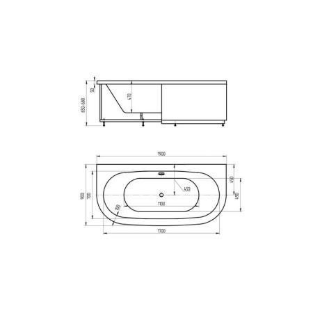 Ванна АКВАТЕК Морфей 190x90 без гидромассажа с фронтальным экраном