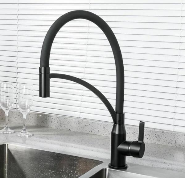 Смеситель для кухни Frap F4552-6 с гибким изливом, черный матовый