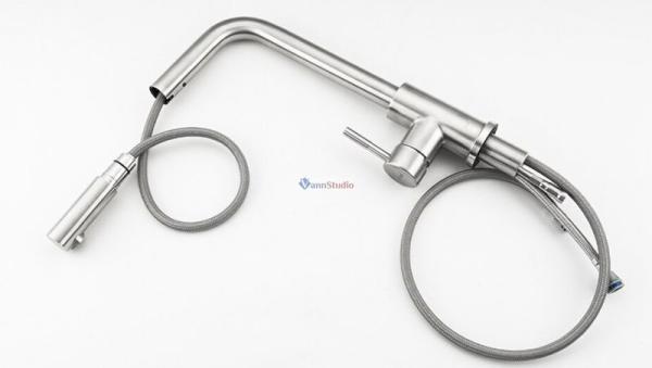 Смеситель для кухни Frap F60899 выдвижной излив сатин