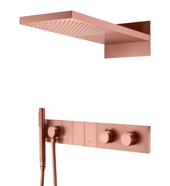 Встроенная душевая система Boheme ZODIAC с термостатом, трехпозиционная Copper Brushed 133-CB