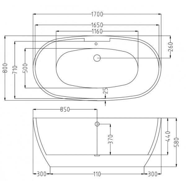 Ванна Esbano Rome-SM 170x80x58 отдельностоящая