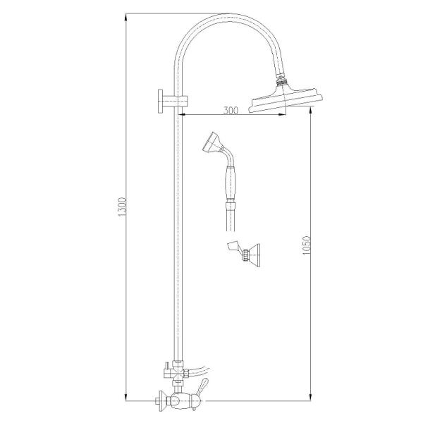 Душевой комплект Rav Slezak LABE L581.5/3SM, цвет Бронза с верхним душем