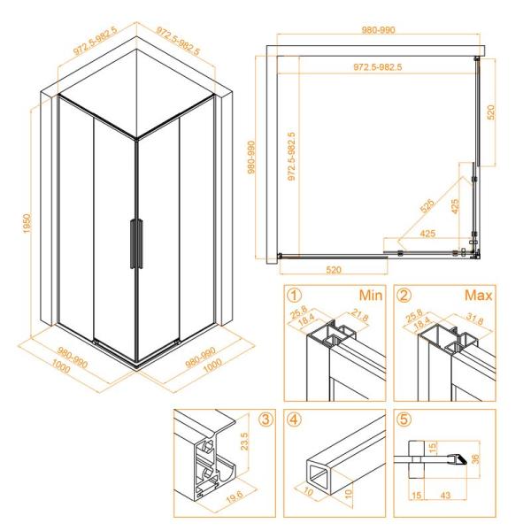 Душевой уголок RGW SV-31 Stilvoll 100x100 Хром прозрачное