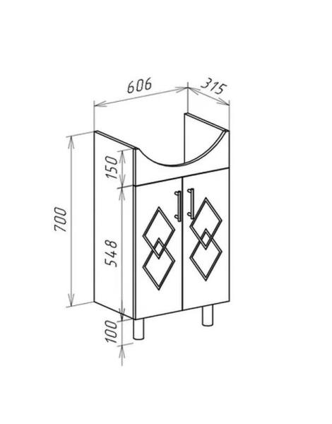 Тумба под раковину Bellezza Элеганс 65 напольная белая