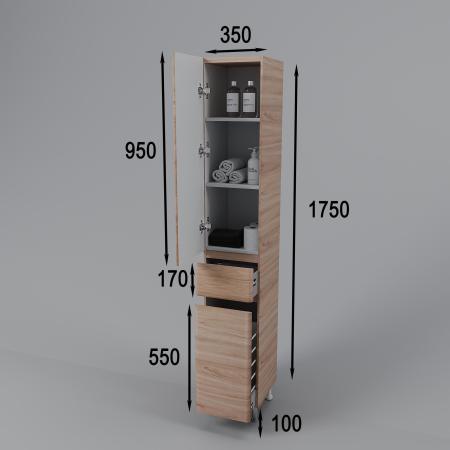 Колонна универсальная Style Line Атлантика 35 L с корзиной, Люкс ясень перламутр, PLUS