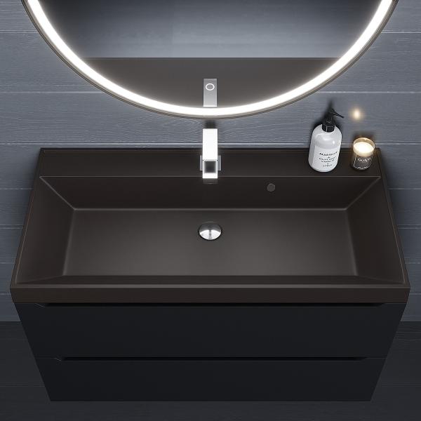 Раковина кварцевая Uperwood Classic Quartz 90 см, коричневая матовая, трюфель