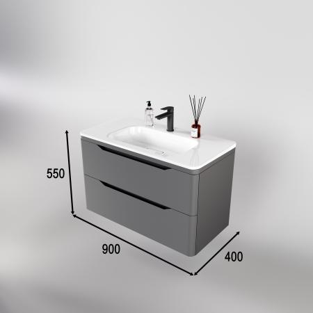 Тумба подвесная Style Line Марелла 90 (2 ящ.) Люкс антискрейтч серый, PLUS