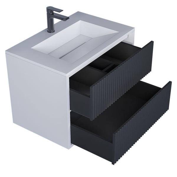 Тумба под раковину Uperwood Next Premium подвесная, 70 см, белая/графит, 2 ящика