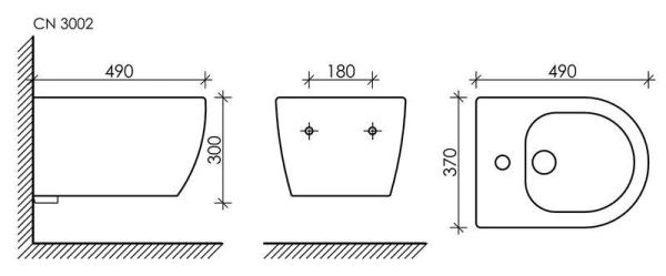 Биде Ceramicanova PLAY CN3002MB подвесное черный матовый