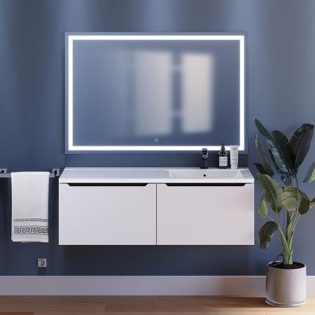 Тумба под стиральную машину Uperwood Tanos 60 см раковина Cosmos 120 см правая, белая/графит