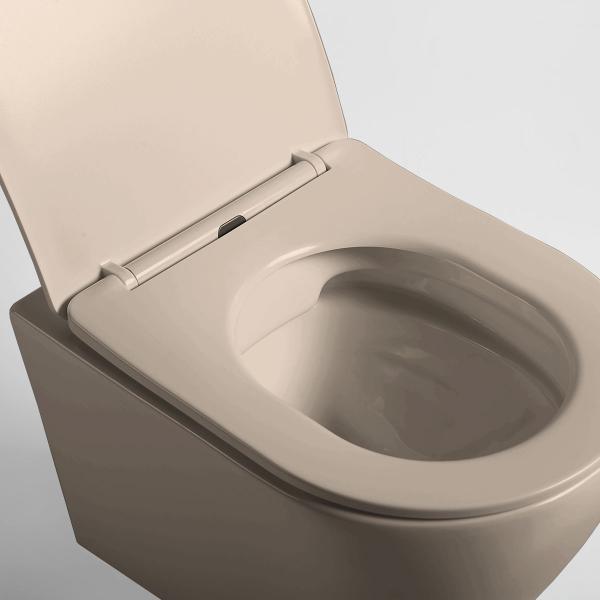 Унитаз подвесной Vincea Globo VT1-14SMC безободковый, цвет капучино мат., ультратонкое сиденье soft-close