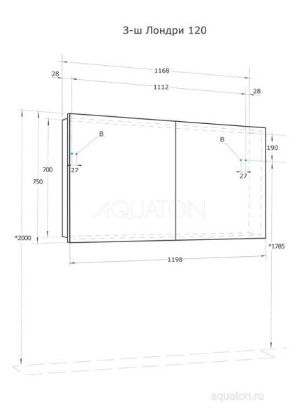 Зеркальный шкаф AQUATON Лондри 120 1A267402LH010