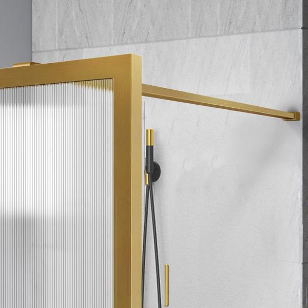 Душевая перегородка Vincea Walk-In VSW-1HP100FLBG, 1000*2000, брашированное золото, стекло рифленое