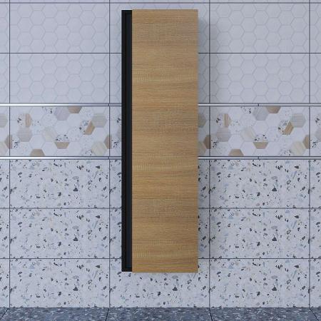 Шкаф-пенал для ванной Uperwood Barsa 35*28*120 см, подвесной, черный/дуб сонома