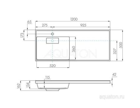 Раковина AQUATON Лондри 1200 белая левая 1A72843KLH01L