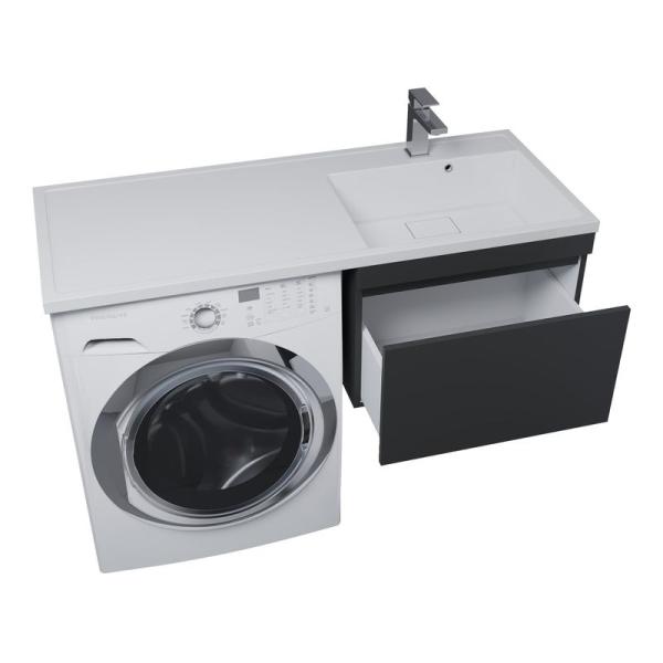 Тумба под стиральную машину Uperwood Magenta, 50 см, подвесная, черная, выдвижной ящик