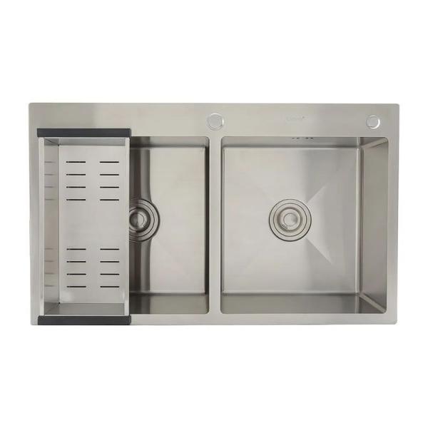 Кухонная мойка Gappo GS8350 830x500x215mm 0.8мм с коландером Сатин