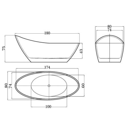 Ванна ESBANO London (white) 180x80 акриловая