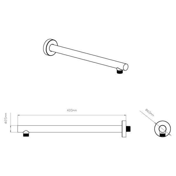 Верхний душ Vincea  с держателем VSHD-42CGM, вороненая сталь