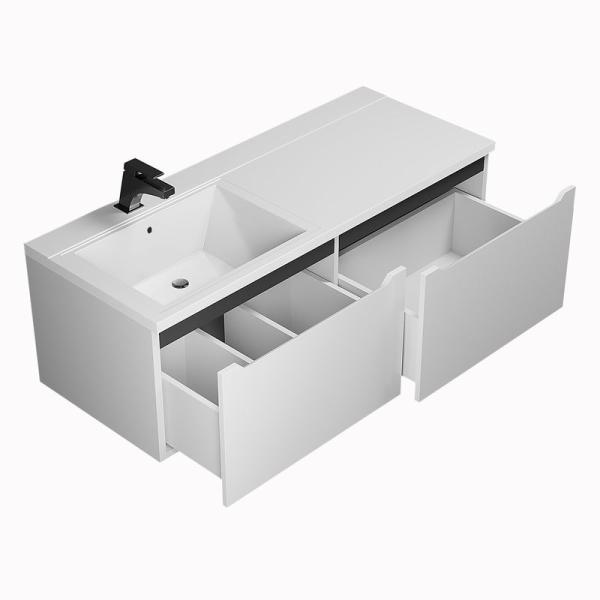 Тумба под стиральную машину Uperwood Tanos 60 см с раковиной Cosmos 120 см левая, белая/графит