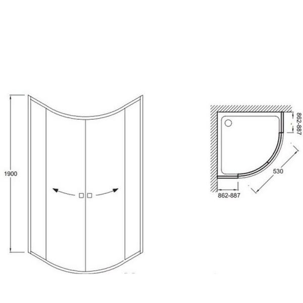 Душевой угол Jacob Delafon SERENITY E14R90-GA 90x90 см хром