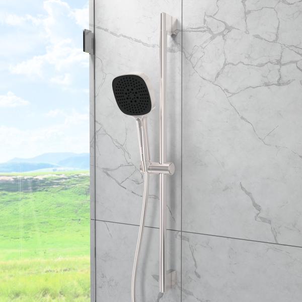 Душевая стойка VitrA Core Square A4591734EXP с ручным душем без смесителя брашированный никель