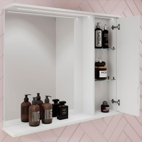 Зеркало-шкаф Volna Adel 80 правый белый глянец