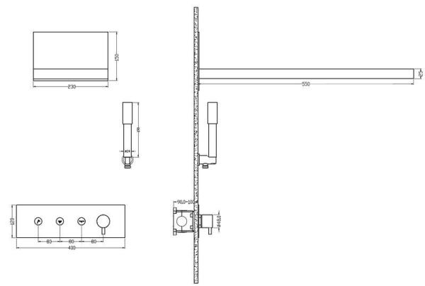 Душевая система скрытого монтажа Boheme FUSION 130-G, трехпозиционная Matt White