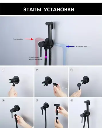 Смеситель с гигиеническим душем BOCH MANN BRAIES GR CK-P07GR из латуни, с шлангом 120 см, серый
