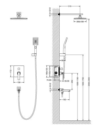 Душевая система встроенная Timo Torne SX-4399/03SM черный