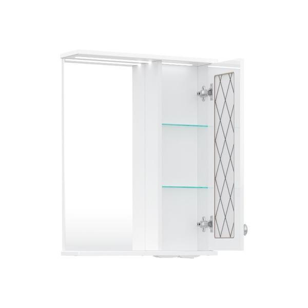 Зеркало-шкаф с LED подсветкой Volna Milena 55 правое белый глянец