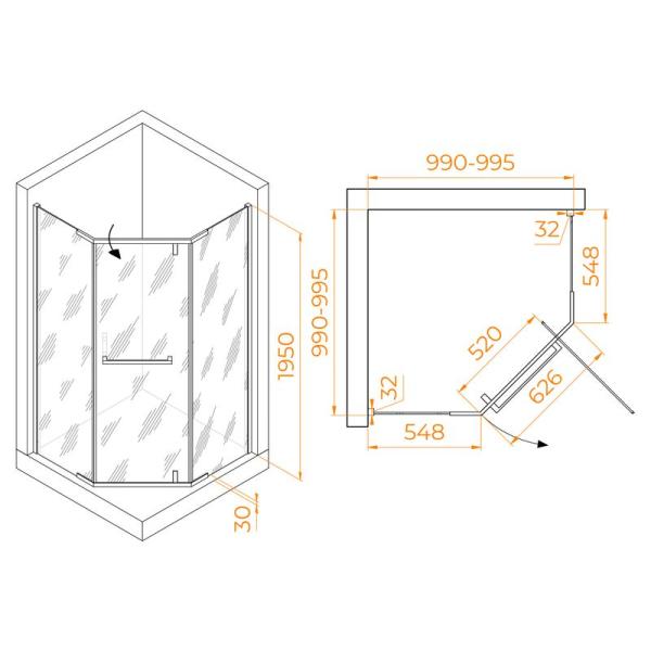 Душевой уголок RGW HO-081 Hotel 100x100 Хром прозрачное