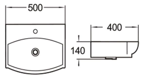 Раковина SantiLine SL-2024 50x40 на столешницу керамическая Белый