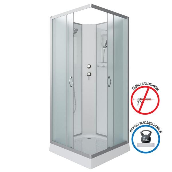 Душевая кабина Niagara NG-1101-14BK 900х900х2000 низкий поддон 13см стекло матовое с полкой