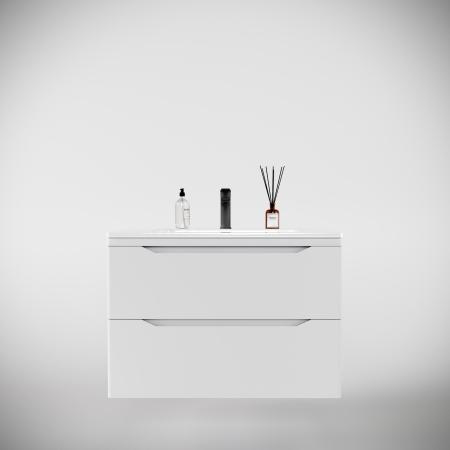 Тумба подвесная Style Line Марелла 80 (2 ящ.) Люкс антискрейтч белый матовый, PLUS