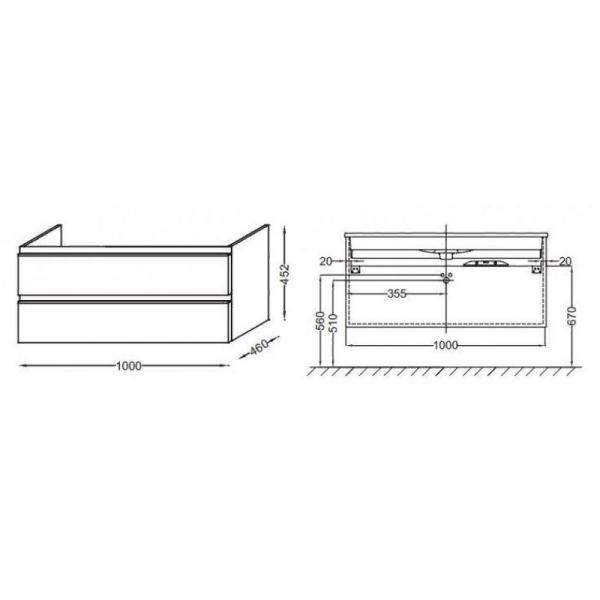 Тумба под раковину Jacob Delafon VOX EB2025-RA-E10 100 см цвет квебекский дуб