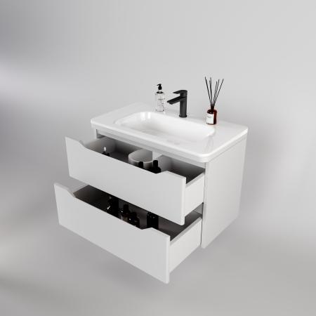 Тумба подвесная Style Line Марелла 80 (2 ящ.) Люкс антискрейтч белый матовый, PLUS