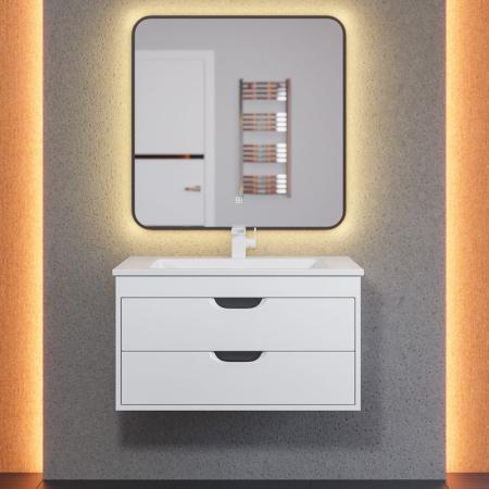 Тумба под раковину для ванной Uperwood Modul 80 см, подвесная, матовая, белая/графит