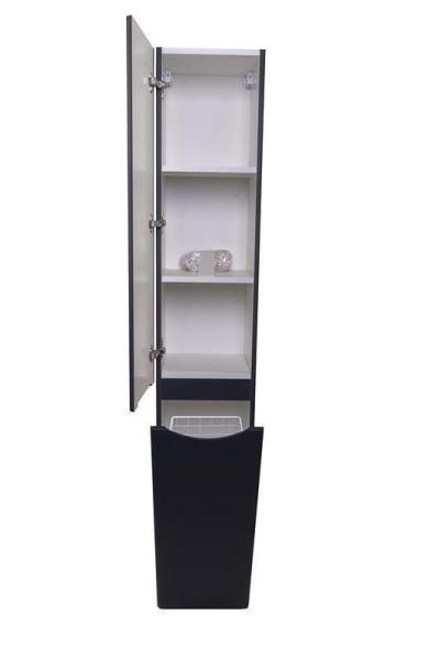 Шкаф пенал для ванной Style line El Fante подвесной Бергамо L с корзиной, Люкс антискрейтч черный, PLUS